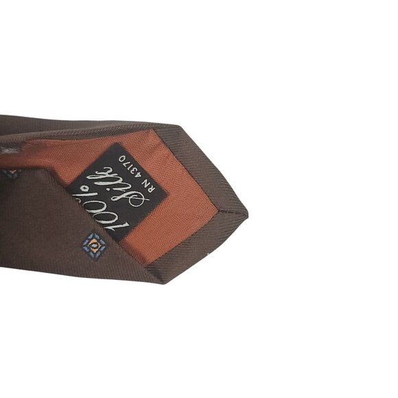 Kuppenheimer Brown Silk Tie With Geometric Pattern Neckwear Accessory - Picture 5 of 6